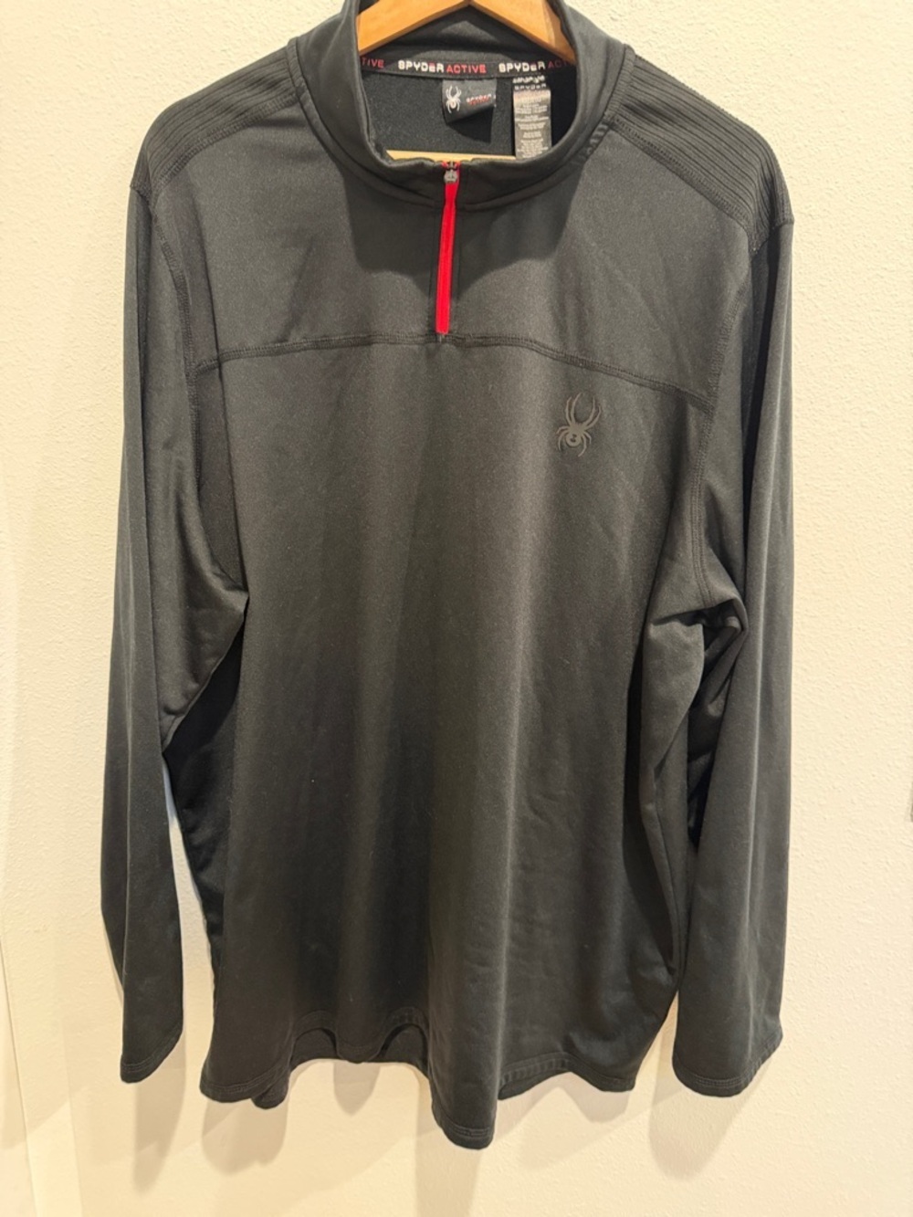 Spyder Men’s Black Quarter-Zip Pullover with Red Zipper Accent